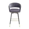 Doe Buck Mixoy Velvet Bar Stool in Emerald Grey Colour with Gold Accents