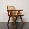 Rita Solid Wood Rattan Caning Accent Chair In Teak Finish