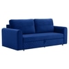 Baruna 3 Seater Velvet Pull Out Sofa Cum Bed with Storage In Blue Color