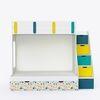 Pattern Dreams Bunk Bed  6X5 (Drawers On Wheels) In White & Teal Colour