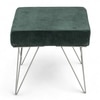Asansol Sheesham Wood Accent Square Set of 2 Stools     in Green Cotton Velvet Upholstery