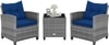 Carry Bird Wicker Patio Furniture Outdoor Balcony Chairs In Grey And Navy Blue Colour