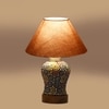 Devansh Conical Grey Cotton Shade Lamp With Wood & Mosaic Glass Base For Decoration/Office/Home/Gifting/Study For Decoration/Office/Home/Gifting/Study -(10X10X14.5) Inches -A