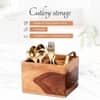 Inseparables Teak Wood Cutlery Holder Gold