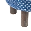 Maple Solid Wood Foot Stool in Indigo Patch Kantha Fabric