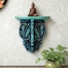 Multishade Colour Solid Wood Handcarved Harita Patra Floating Wall Shelf with distres finish by DisooFashions