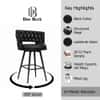 Doe Buck Presley Braided Faux Leather Bar Stool in Black Colour