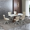 Aeris Ceramic 4 To 6 Seater Extendable Dining Table With 4 Tulip Dining Chairs (Finish : Rome Travertine, Chair Colour : Cream)