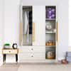 Hexa Red Wooden 3 Door Wardrobe with 2 Drawers and Hanging Space in Frosty White Colour