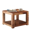 Lisbon Sheesham Wood Contemporary Square Coffee Table In Natural Teak Finish