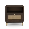Fiji Solid Wood and Cane Bedside Table in Dark Chestnut Finish
