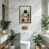 The Castle Decor Funny Black Cat Reading Newspaper Bathroom Wall Art 8x12 Inch