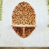Natural Color Hand Carved Wooden Wall Shelf Wall Décor With Light Brown Shade