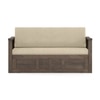 Bram 3 Seater Pull Out Sofa Cum Bed in Danish Walnut Finish with Macadamia Brown Colour