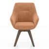 Wella Swivel Solid Wood Dining Chair Set of 2 in Terracotta Fabric