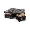 Palladio Sheesham Wood Coffee Table With 4 Stools Set In Mahogany Finish & Multi Colour Israel Print Kantha Fabric Cushions