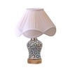 Devansh Off-White Vintage  Cotton Pleated Shade Lamp With Wood & Mosaic Glass Base For Decoration/Office/Home/Gifting/Study For Decoration/Office/Home/Gifting/Study