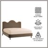 Solara Wave Luxe King Size Bed in velvet With Oak wood Frame & Hydraulic Storage