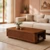 Rothwell Sheesham Wood Diamond Carved Coffee Table in Walnut Finish