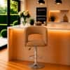 Doe Buck Adjustable Upholstered Bar Stool in Brown Colour with Chrome Base