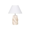 BURFORD Small Distress White Finish Wood Table Lamp with White Cotton Shade – LED  Included
