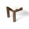 Milford Sheesham Wood Mid Century 3 Seater Bench In Beige Fabric