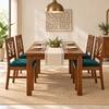 Globally Indian Ankura Solid Sheesham Wood 4 Seater Dining Table Set 4 Chairs Teal Green