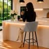 Doe Buck Velvet Counter Height Bar Stool in Grey Colour