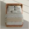 Heritage Cane Upholstered King Size Bed in Linen With Oak wood Frame