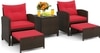 Carry Bird Wicker Patio Furniture Outdoor Balcony Chairs In Brown And Red Colour