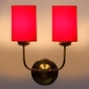 Devansh Metal Electric Wall Light in Gold Colour with Red Shade Count of 2 Lights