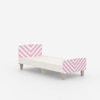 Minimalist Kids Single Bed in White and Pink Stripes