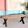 Tula Sheesham Wood Minimalist 3 Seater Bench In Teak Finish