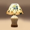 Devansh Conical Multi Cotton Shade Lamp With Wood & Mosaic Glass Base For Decoration/Office/Home/Gifting/Study For Decoration/Office/Home/Gifting/Study -(10X10X14.5) Inches -A