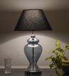 Syracuse Blue Glass Table Lamp With Black Cotton Shade