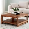 Turin Sheesham Wood Contemporary Square Coffee Table In Natural Teak Finish