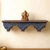 Multishade Colour Solid Wood Handcarved NeelShikhara Floating Wall Shelf with distres finish by DisooFashions