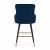 Doe Buck Nolen Upholstered Bar Stool in Blue Colour with Gold Tip Legs