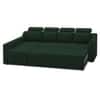 Luna 5 Seater Velvet RHS Pull Out Sofa Cum Bed in Green Color With Storage