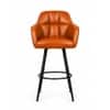 Doe Buck Luxury Faux Leather Counter Height Bar Stool in Tan Colour