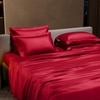 Stoa Paris 300 TC Satin Bedsheet Super King Size Bed With Pillow Covers in Flirty Red