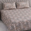 Taupe Floral Cotton 400 Tc flat  Double Queen Size Bedsheet With 2 Pillow Covers