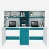 Natsu Twin Home Office Table Frosty White and Ocean Green