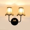 Devansh Dual Black Wallmounted Lamp With Cotton Off-White Shade