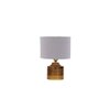 Hayden Grey cotton table lamp with Natural Wood Base