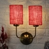 Devansh Metal Electric Wall Light in Gold Colour with Maroon Shade Count of 2 Lights