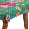 Queens Solid Wood Pouf Stool in Sea Green Fruit Print fabric