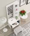 Hexa Red Wooden Dressing Table in Frosty White Colour