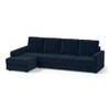 Apollo Sofa (Colour : Sea Port Blue Velvet, Cushion : Soft, Back Type : High Back, Seating Capacity : Left Aligned 3 Seater + Left Aligned Chaise + Ottoman)