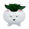White Cat Planter With Artificial Succulent